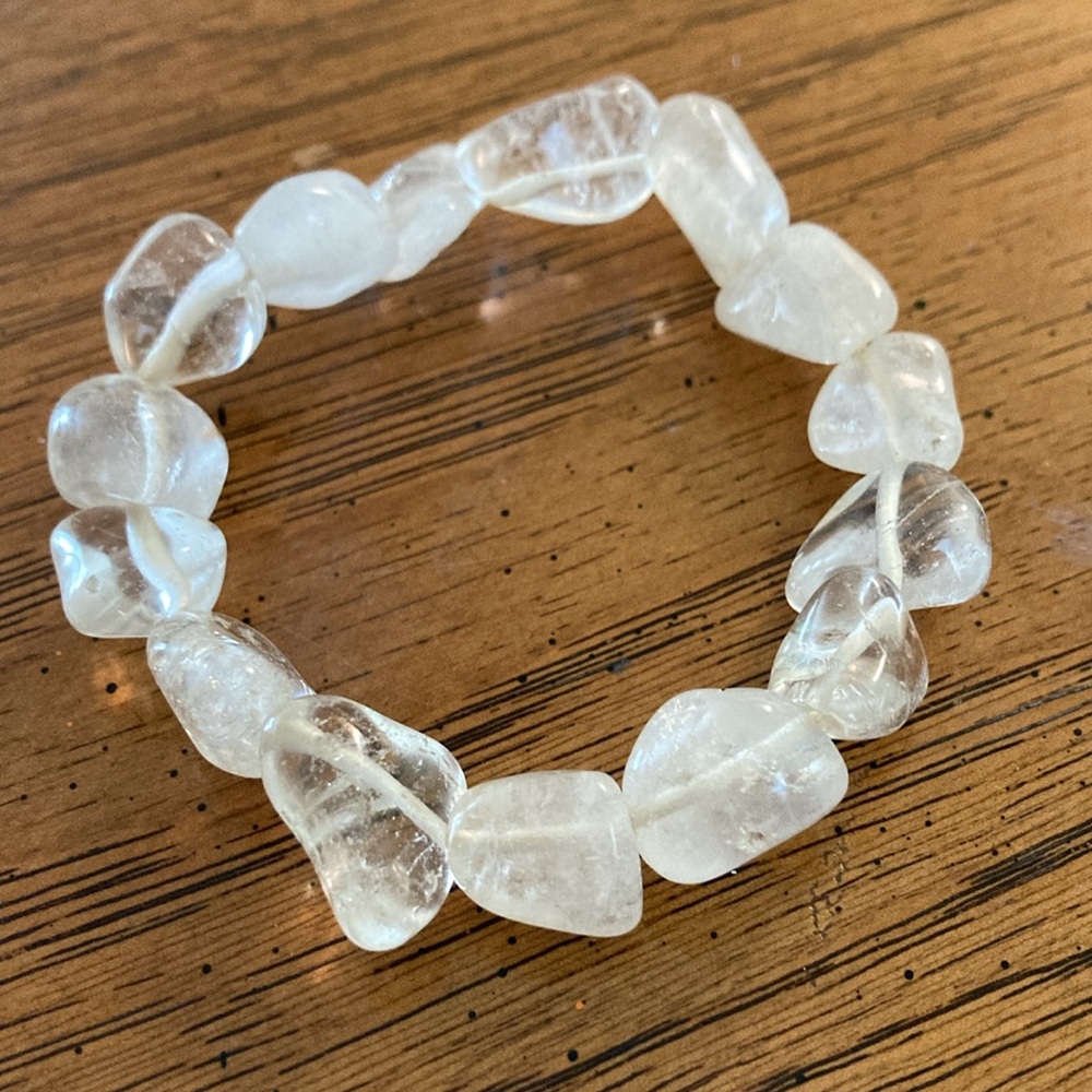 Clear Quartz Tumbled Stone Stretch Bracelet
